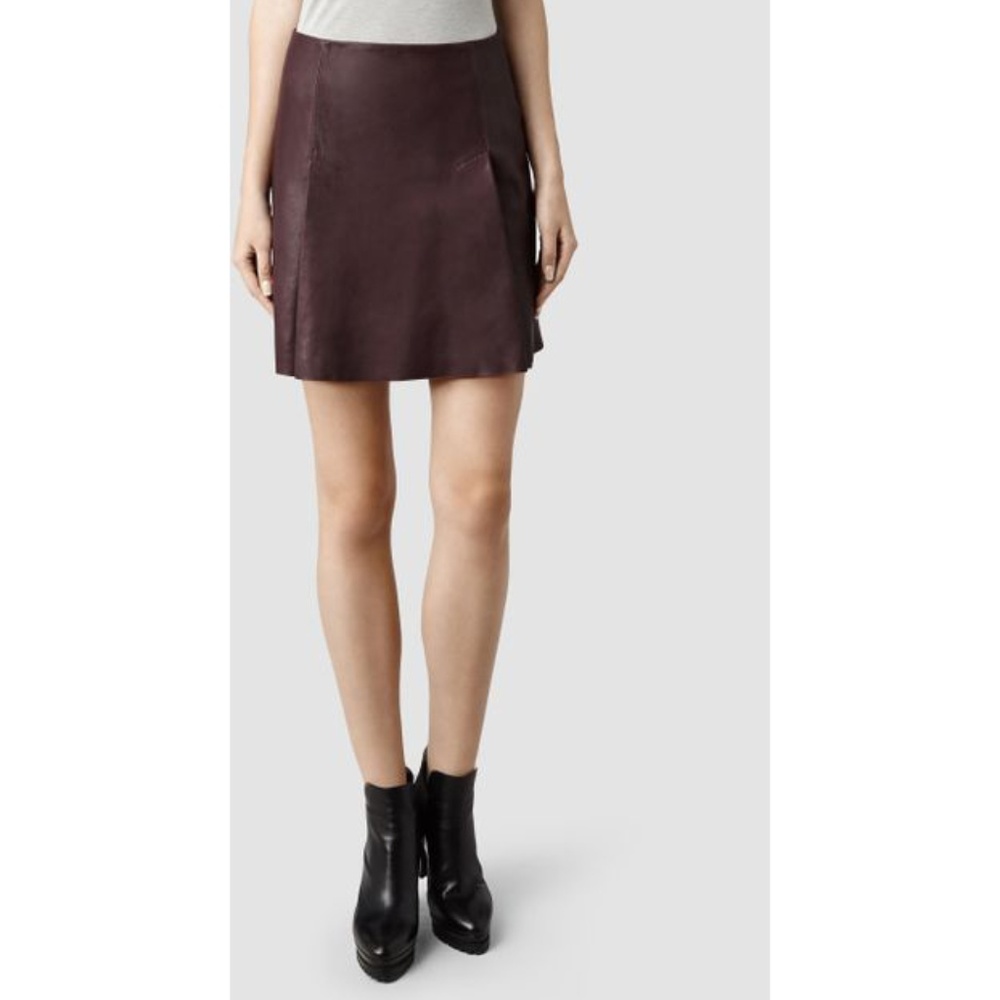 *SOLD* AllSaints Olvera Burgundy Leather Skirt